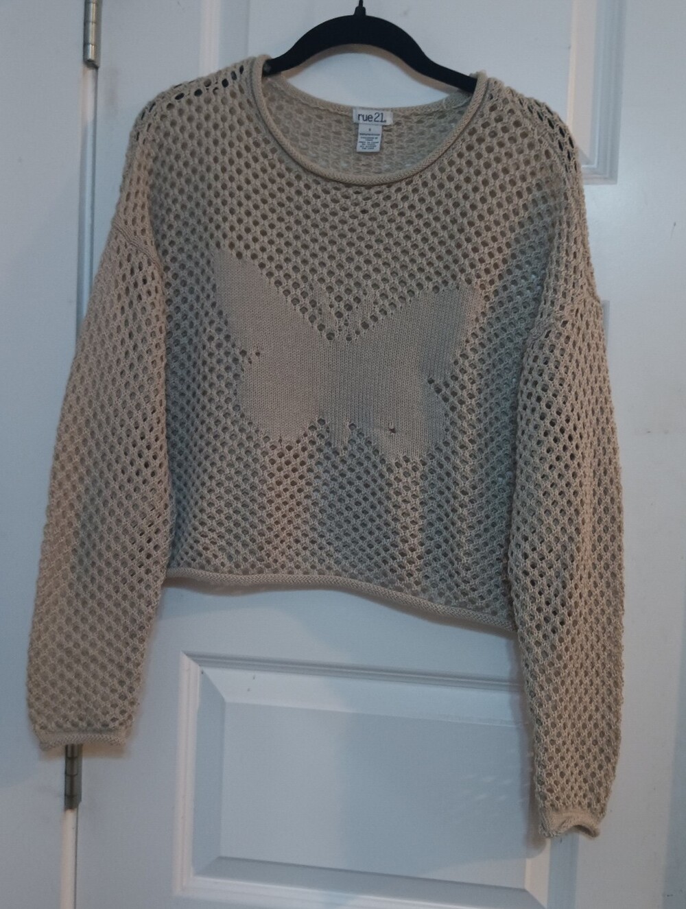 rue21 Beige Open-Knit Butterfly Sweater